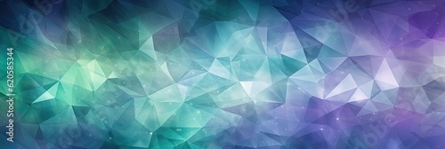 Geometric Lines Abstract Crystalline Pale Yellow Mint Green Light Purple Panoramic Background. Generative AI