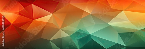 Geometric Lines Abstract Crystalline Red Green Orange Panoramic Background. Generative AI