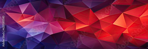 Geometric Lines Abstract Crystalline Red Orange Purple Panoramic Background. Generative AI