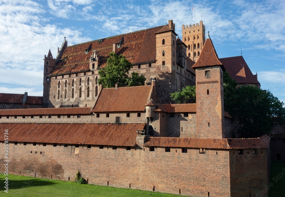 Detail of Malbork castle in Poland with fortification and tower