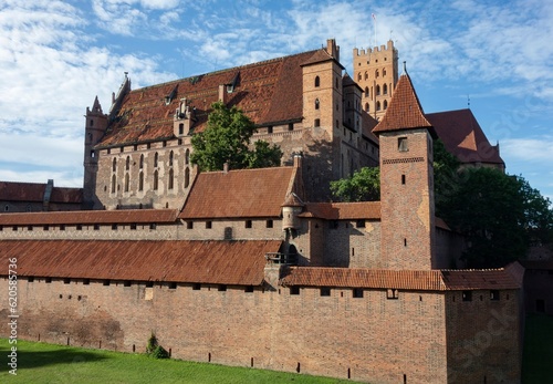 Detail of Malbork castle in Poland with fortification and tower