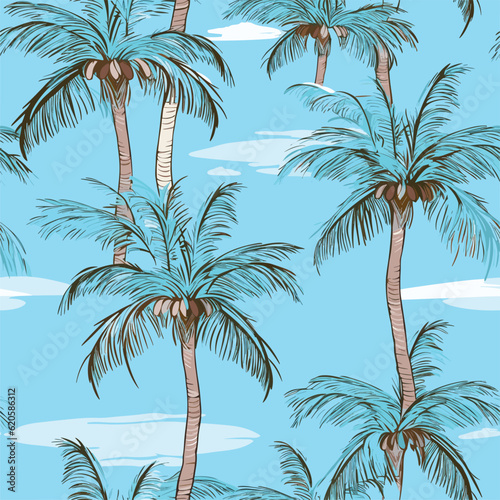 Seamless Colorful Hawaii Palms Pattern. Seamless pattern of Hawaii Palms in colorful style. Add color to your digital project with our pattern 