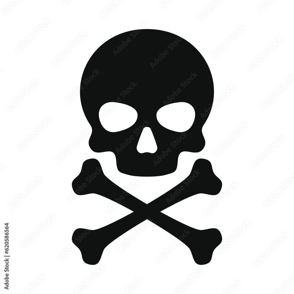 Skull and Crossbones Icon on White Background. Vector