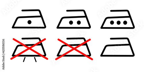 laundry ironing guide symbol set. ironing temperature icon set