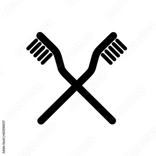 crossed toothbrush logo with trendy design
