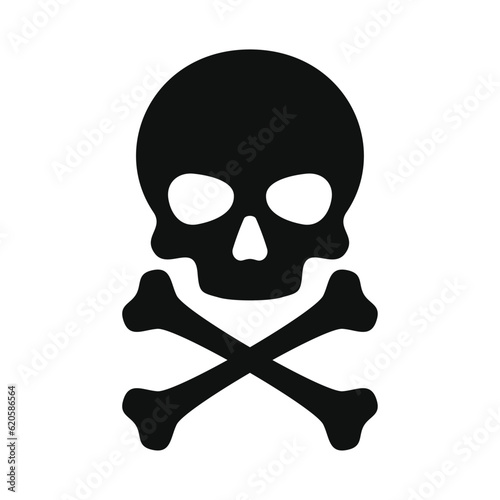 Stampa su tela Skull and Crossbones Icon on White Background. Vector
