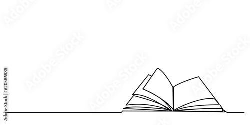 one line drawing book education concept hand drawn minimalist style Graphic vector illustration. 