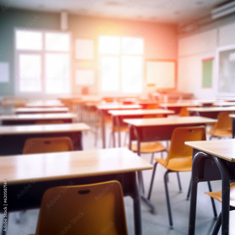 Blurred school classroom in blurrred background