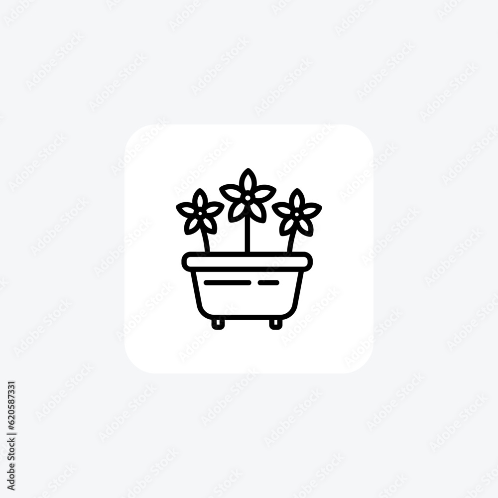 Charming Flower Pot Vector Line Icon Charming Flower Pot Vector Line Icon