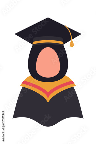 Graduate Student cartoon avatar on white background elements. Graduating Student Illustration.  Vector people illustration.
