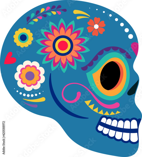 Floral Mexican Sugar Skull for Day of the Dead 