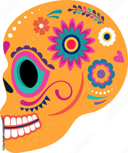 Floral Mexican Sugar Skull for Day of the Dead 