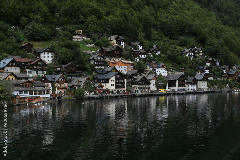 Austria's Scenic Village Enveloped by Majestic Mountains and a Sparkling Lake