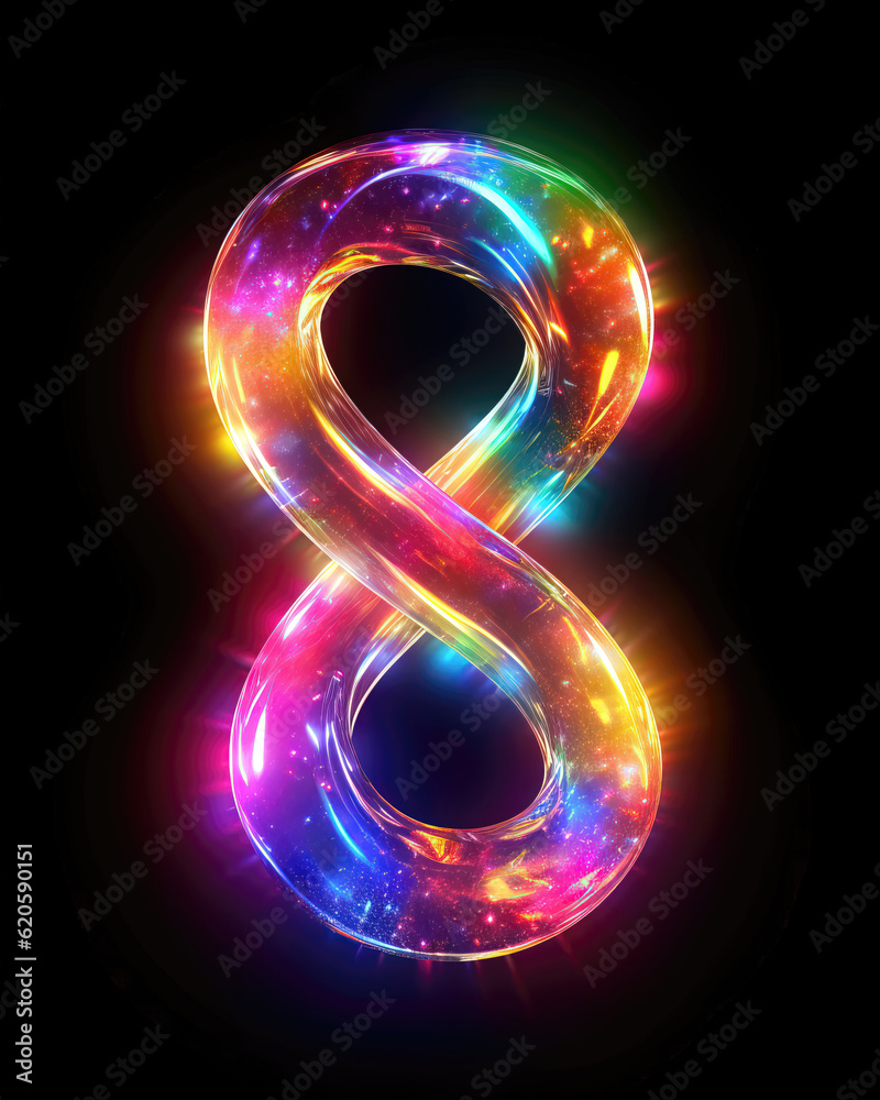 Colorful infinity symbol with glowing effect on a black background Colorful infinity symbol with glowing effect on a black background