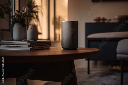 Intelligent speaker in living space. Home automation. Generative AI