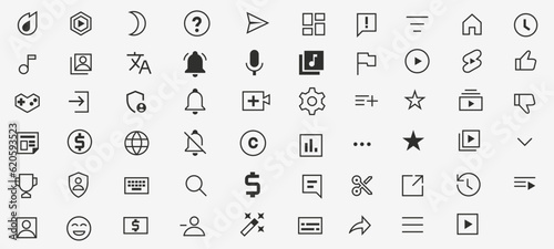 vector for website. Basic User Interface Essential Set. Outline Icons. For App, Web, Print. Editable Stroke.website. icon for ui. playlist icon. voice. help button. sign out. sign out icon. location.