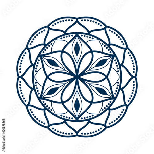 Mandala vector element round ornament decoration for adult coloring pages, stress relief and relaxation meditation, tattoo, henna, etc