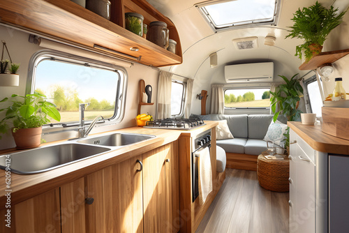 kitchen interior in the van cozy lifestyle ai generated art