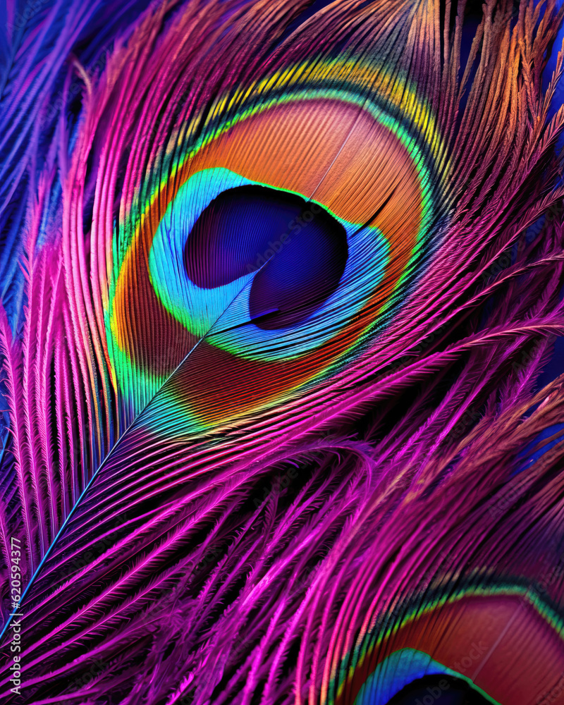 Obraz premium Beautiful peacock feather close-up