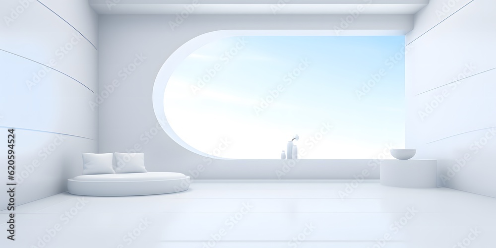 Fototapeta premium modern minimalist interior with a big empty white wall