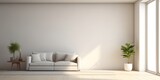 modern minimalist interior with a big empty white wall