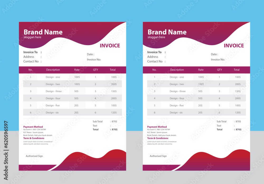 Fototapeta Invoice design template
