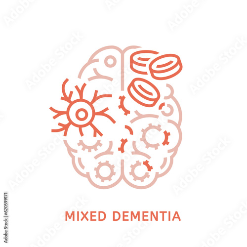 Vector dementia symbol in outline style. Editable illustration