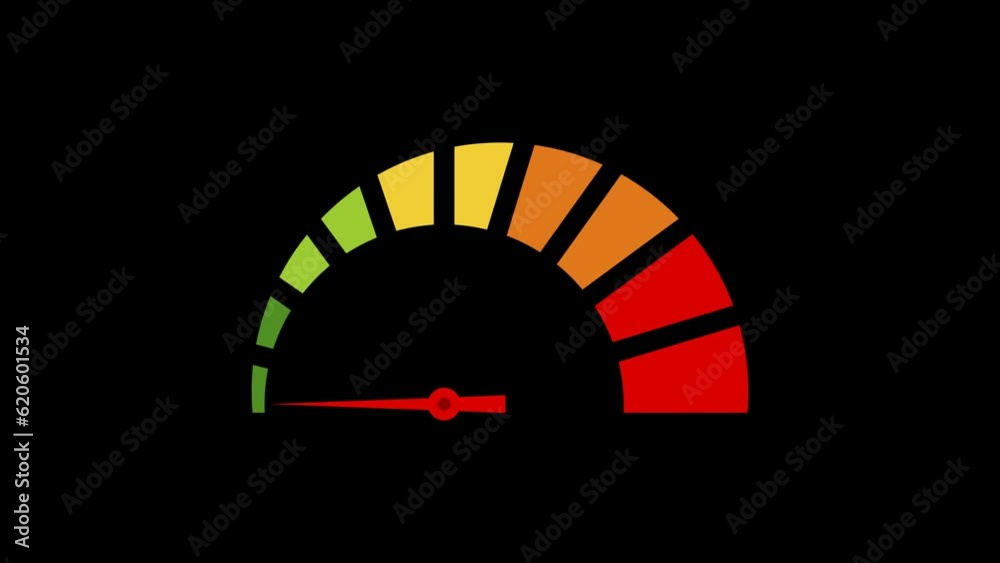 Speedometer icon animation with alpha channel transparent background