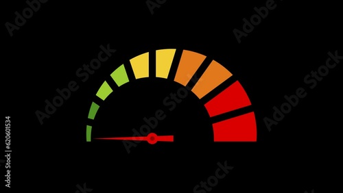Speedometer icon animation with alpha channel transparent background