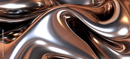 Shiny metal surface seamless abstract background, in the style of fluid movement, chrome reflections, Generative AI