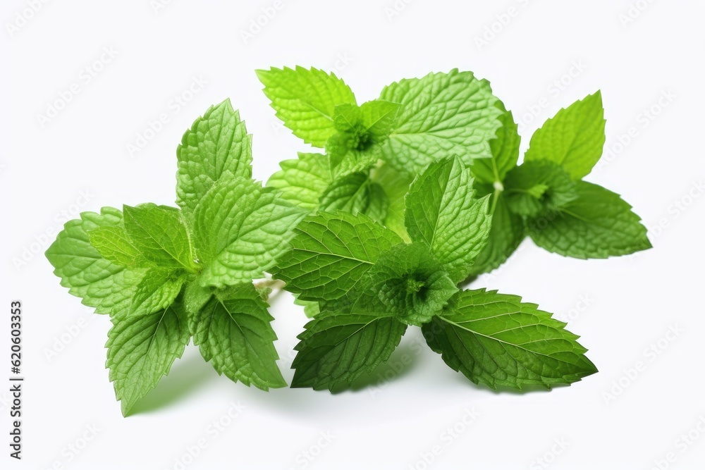 Mint leaves isolated on white background. Generative AI Mint leaves isolated on white background. Generative AI
