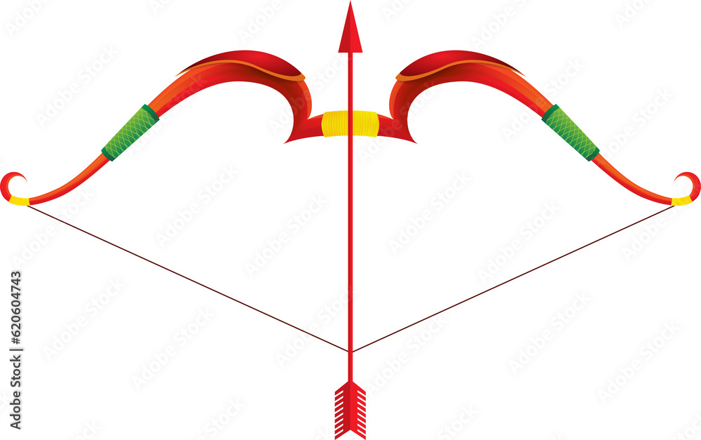 Bow and Arrow Transparent Red Color for Dussehra Festival God Rama - obrazy, fototapety, plakaty 
