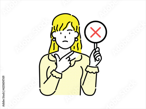 girl holding false sign
