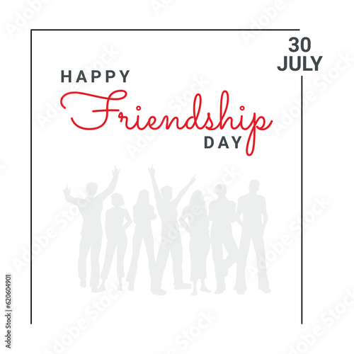 Friendship Day greeting card, happy holiday of amity. Three rubber bracelets for best friends: yellow, pink and turquoise. Silicone wristbands and inscription of congratulations. Vector illustration