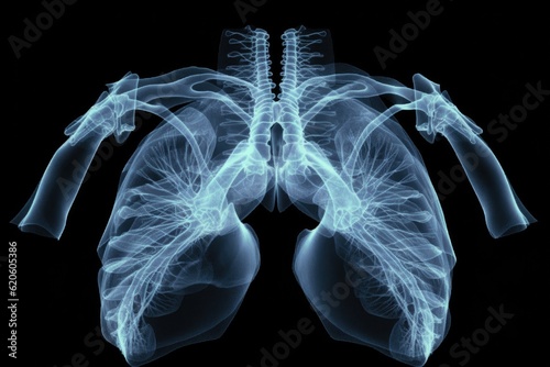 Chest x-ray image of dextrocardia and situs inversus patient that demonstrated heart,lungs,ribs,bones and muscles look like clearly film for diagnostic from radiologists in the hospital. Generative AI photo