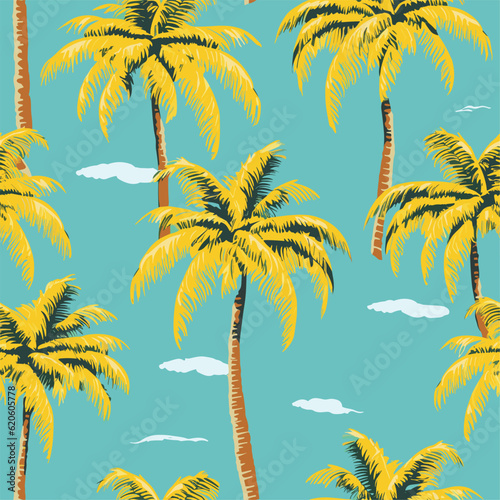 Seamless Colorful Hawaii Palms Pattern. Seamless pattern of Hawaii Palms in colorful style. Add color to your digital project with our pattern! © MDQDigital