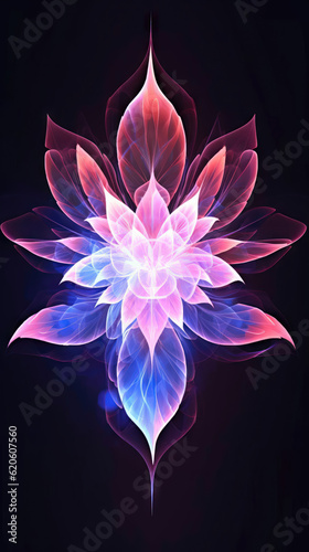 Beautiful glowing lotus flower on black background