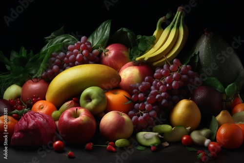 Nature's Bounty: Colorful Assortment of Fresh Fruits and Vegetables, Fruits, Vegetables, Fresh, Colorful, Assortment, Nature's Bounty, Healthy Eating,
