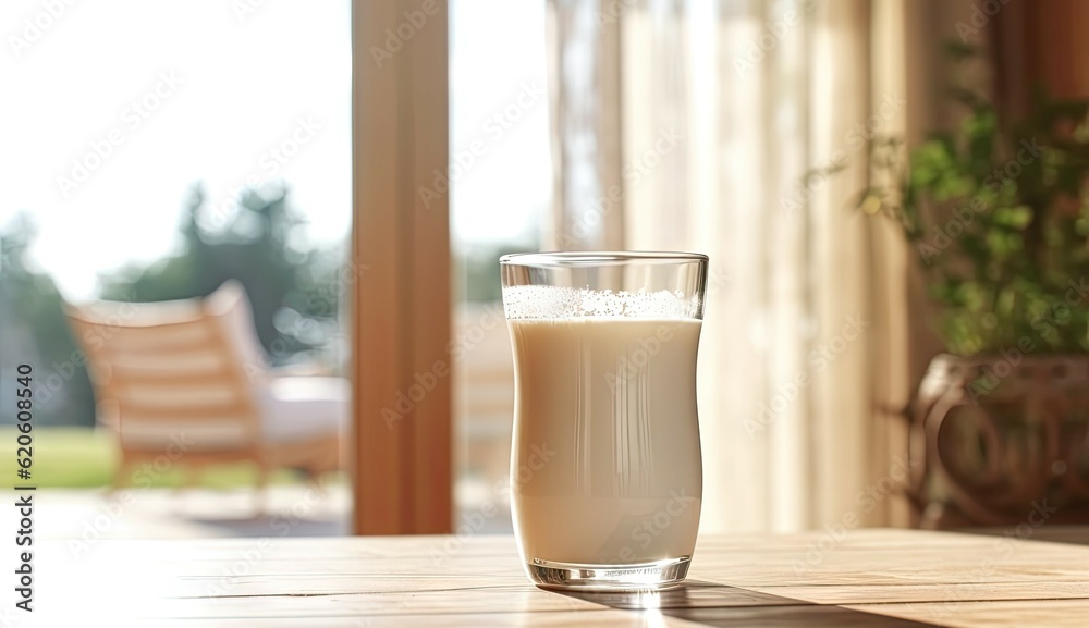 Healthy refreshment. Closeup of fresh milk in glass on wooden table with copy space. fresh and delicious Healthy refreshment. Closeup of fresh milk in glass on wooden table with copy space. fresh and delicious