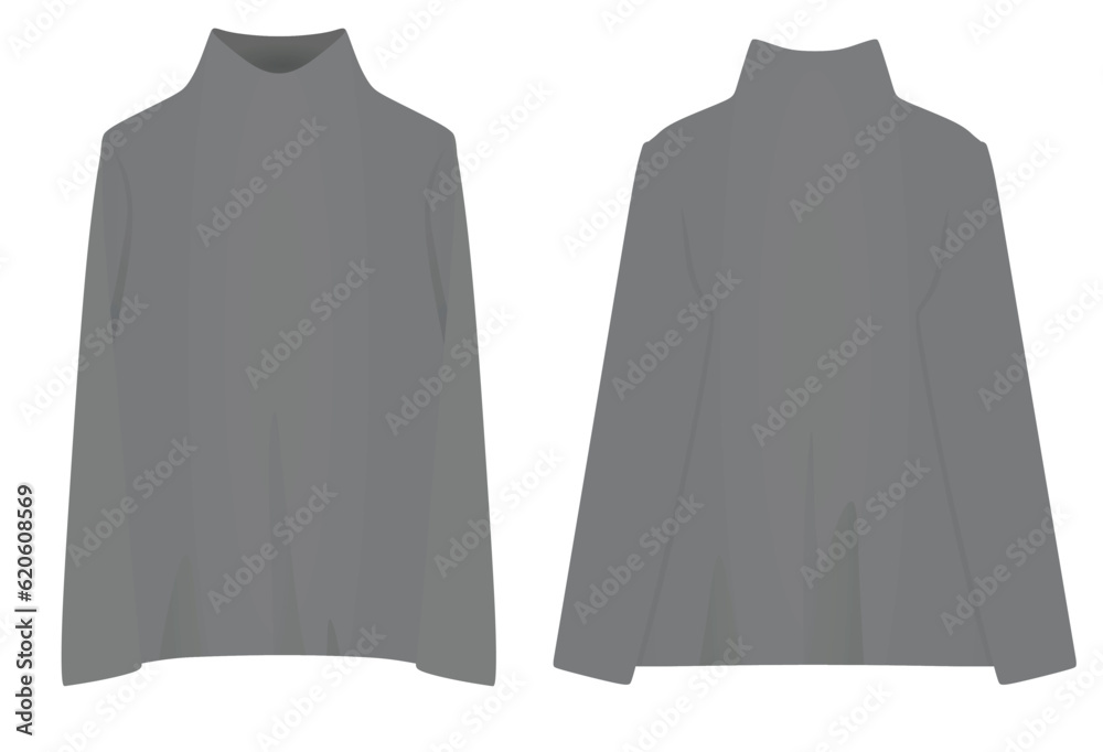 Grey roll neck sweater. vector illustration