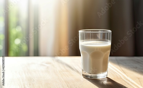 Healthy refreshment. Closeup of fresh milk in glass on wooden table with copy space. fresh and delicious