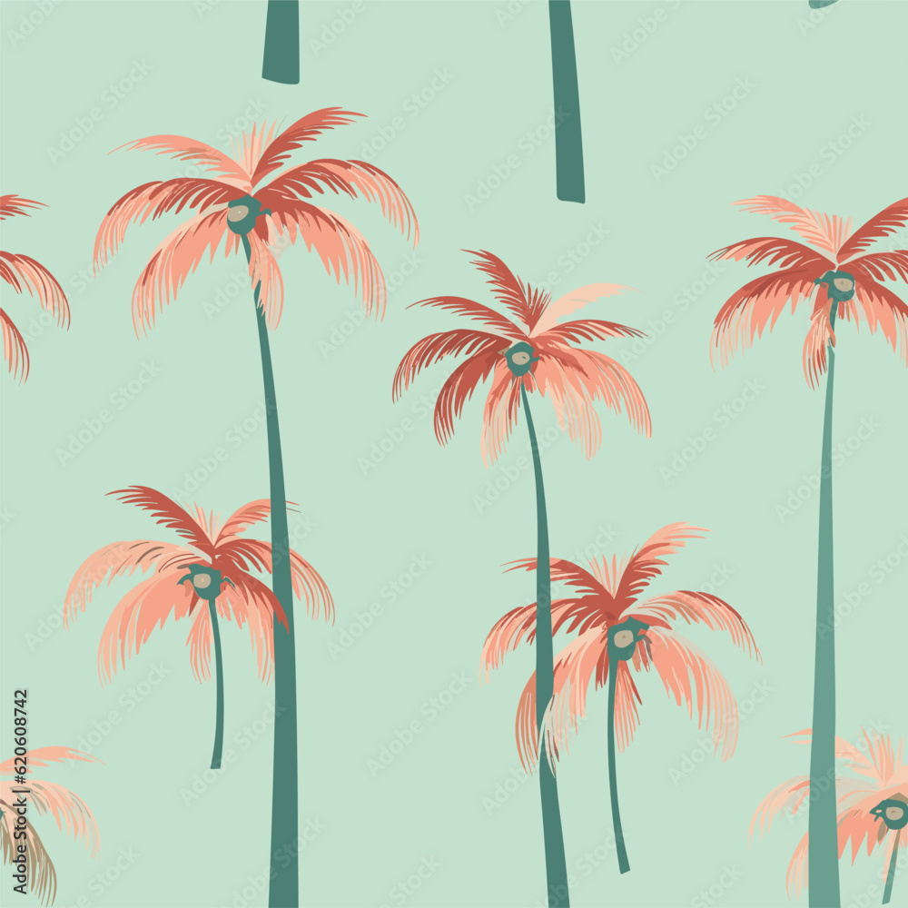 Fototapeta premium Seamless Colorful Hawaii Palms Pattern. Seamless pattern of Hawaii Palms in colorful style. Add color to your digital project with our pattern!