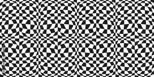 Mosaic checkered canvas. Vector repeating canvas from chess background. Black and white.