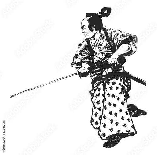 Samurai vector black and white