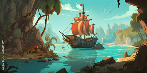 Adventure game with a pirate theme and hidden treasure generative AI