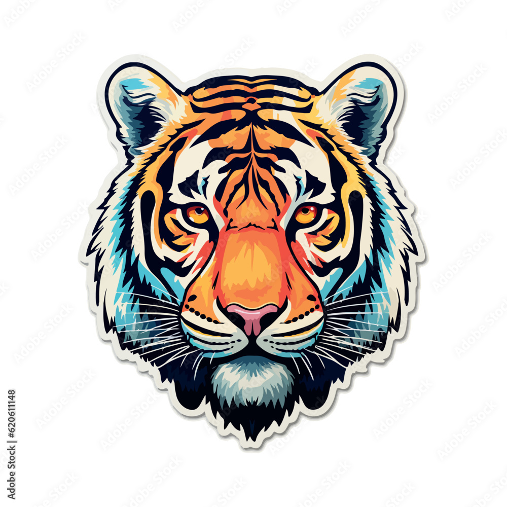 Tiger head silhouette. Animal illustrations. Vector white background. ESP10