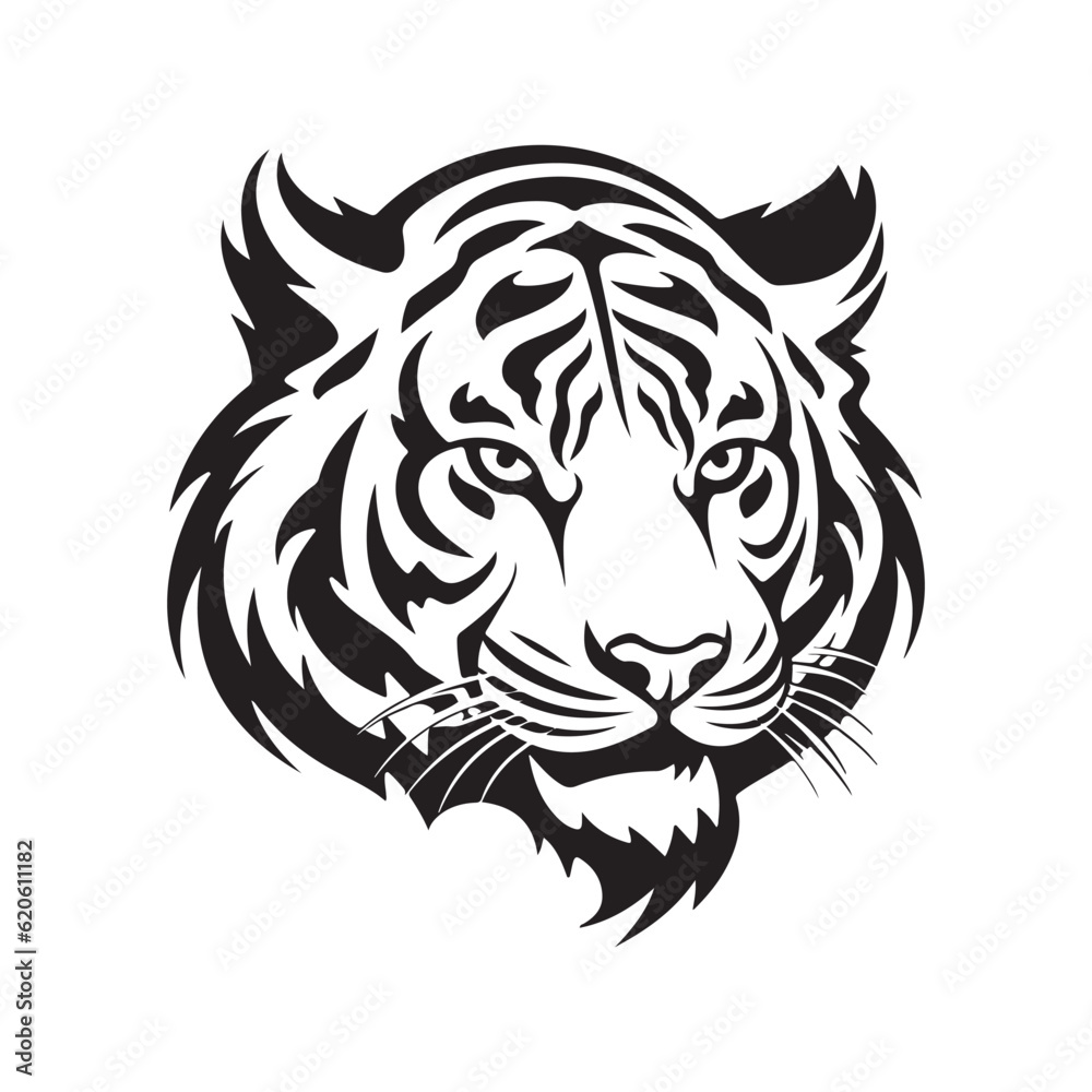 Tiger head silhouette. Animal illustrations. Vector white background. ESP10 Tiger head silhouette. Animal illustrations. Vector white background. ESP10