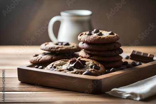 chocolate chip cookies in the plate generated by AI