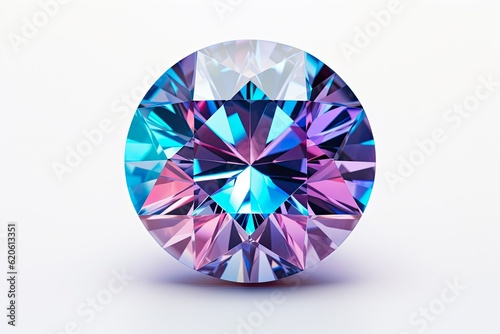 3D Illustration of Alexandrite Gemstone on White Background - Brilliant Blue Crystal with Fashionable Appeal  Generative AI