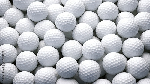 Equipment for the Golf Game: Many Random Golf Balls Together in Closeup Isolated on White Background. Generative AI